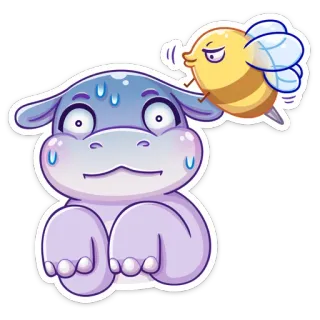 🐝 244ef0c9 hippopotame, abeille, sueur, dessin animé, animal, drôle, mignon telegram sticker