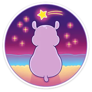 😔 33227b2e étoile, plage, nuit, ciel, animal, mignon, dessin animé telegram sticker