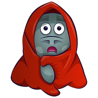 😨 3131a07b 캐릭터, 빨간색, 후드 telegram sticker