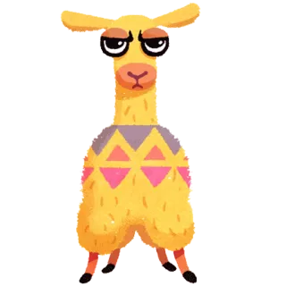 😤 0bb03150 lama, animal, dessin animé, mignon, jaune, illustration telegram sticker