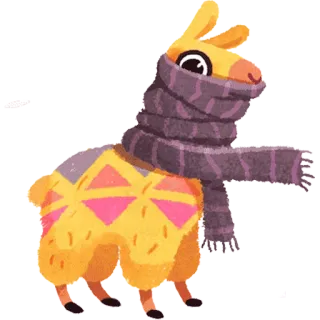 🤒 aba0e6fa lama, animal, écharpe, mignon, illustration, hiver telegram sticker