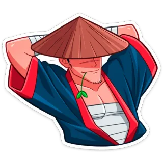☺️ 0a70ad13 stiker, anime, samurai, kartun, asia, caping whatsapp sticker