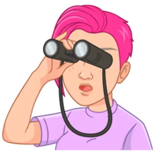 👀 eff37f48 verrekijker, vrouw, zoeken, kijken, cartoon telegram sticker
