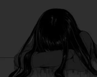 🌠 21a991ed Anime, Ragazza, Triste, Depressa, Piangendo, Oscuro, Capelli telegram sticker