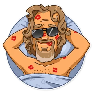 😻 3081b6d2 The Dude The Big Lebowski The Big Lebowski, The Dude, จูบ, ภาพยนตร์, ตัวละคร, ตลก telegram sticker