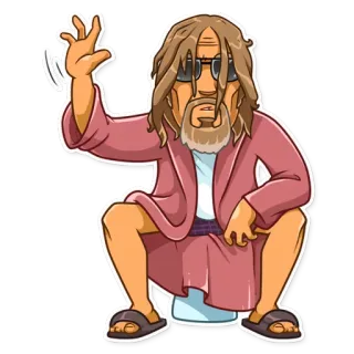 👋 ff3e0687 The Dude The Big Lebowski The Dude, บิ๊กเลโบว์สกี้, การ์ตูน, แว่นกันแดด, ภาพยนตร์ telegram sticker