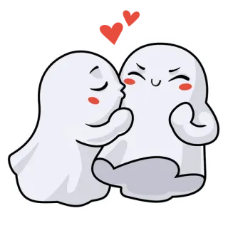 😘 32f4d076 fantômes, baiser, amour, mignon, dessin animé, autocollant, amical telegram sticker