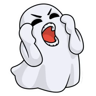 🤯 ce89a666 fantôme, dessin animé, en colère, effrayant, halloween, personnage telegram sticker