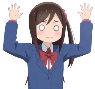 🇫🇷 272efd06 Anime, Personnage, Uniforme scolaire, Se rendre, Haut les mains, Dessin animé telegram sticker