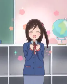 😊 53d57fc3 Anime, Écolière, Kawaii, Joyeux, Salle de classe telegram sticker