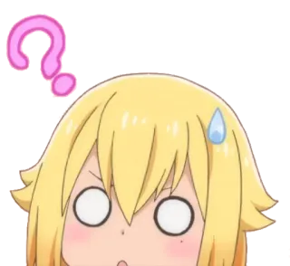 ❓ f8fd8a99 animé, point d'interrogation, confus, cheveux blonds, surpris, dessin animé, illustration telegram sticker