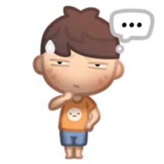 😕 be7af681 思考, 男孩, 卡通, 思考泡泡, 困惑, 担心 telegram sticker