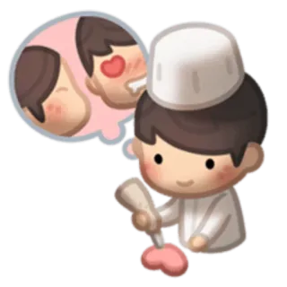 😋 e840eb73 面包师, 厨师, 爱, 情侣, 亲吻, 甜蜜 telegram sticker