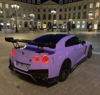 💜 ba8dd7df samochód, Nissan GT-R, samochód sportowy, fioletowy samochód, pojazd, auto telegram sticker