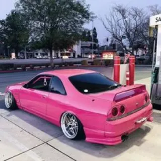 💟 f664be35 różowy samochód, Nissan Skyline, motoryzacja, pojazd, JDM, samochód, R33 Skyline telegram sticker