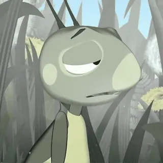 🛸 1d1bc37e 卡通, 动物, 昆虫, 悲伤, 沉思, 蚱蜢, 忧郁 whatsapp sticker