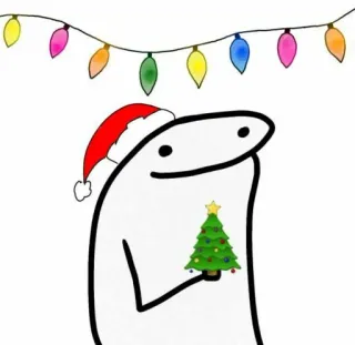 🎄 52e91620 Weihnachten, Strichmännchen, Feiertag, Weihnachtsbaum, Weihnachtsmütze, Lichter telegram sticker