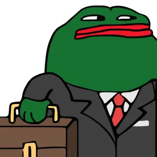 💼 0078a717 Pepe the Frog Pepe, Frosch, Meme, Internet, Business, Anzug, Aktenkoffer whatsapp sticker