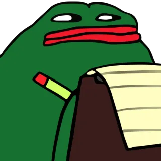📝 0b9b1e15 Pepe the Frog Pepe der Frosch, Meme, Internetkultur, Schreiben, Büro, Frosch, Cartoon whatsapp sticker