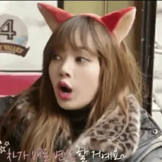 🍕 5f04abe6 차가 배를 편해 할 거예요~ женщина, лисьи уши, милый, звериные уши, корейский telegram sticker