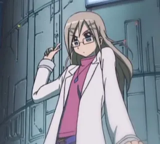 😤 dfc4814c Anime, Wetenschapper, Bril, Labjas, Vrouw telegram sticker