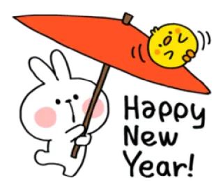 🎉 c144a492 Happy New Year! chúc mừng năm mới, thỏ, gà con, lễ kỷ niệm, ngày lễ, lời chào telegram sticker