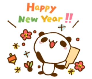 🎉 db1ba843 Happy New Year!! Chúc Mừng Năm Mới, Gấu trúc, Ngày lễ, Lễ kỷ niệm, Dễ thương telegram sticker