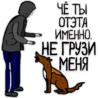 🐅 950b1f24 ЧЁ ТЫ ОТЭТА ИМЕННО, НЕ ГРУЗИ МЕНЯ насилие, собака, мужчина, агрессия, кровь telegram sticker