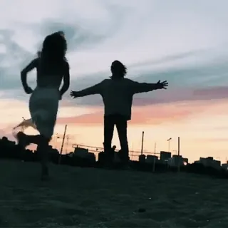 🥰 28cddc4d silhouette, coucher de soleil, couple, ciel, romance whatsapp sticker