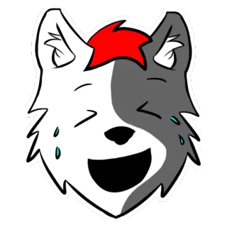 😂 6c5d1196 lobo, desenho animado, animal, adesivo, rindo, feliz, peludo telegram sticker