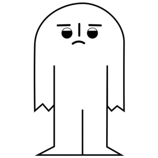 👁 e59b3ffe personagem, minimalista, simples, triste, fantasma, desenho animado, bolha telegram sticker