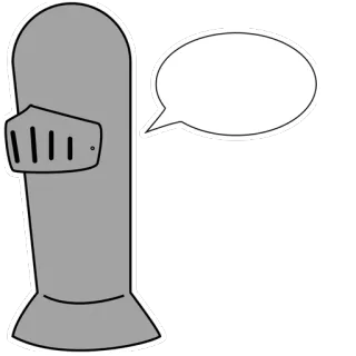 🅰️ f0e62e5d cavaleiro, armadura, capacete, balão de fala, desenho animado, medieval, fantasia telegram sticker