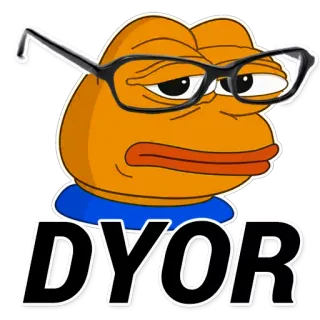 👨‍🏫 bf53219f DYOR Pepe, Sapo, Meme, Óculos, DYOR, Cultura da Internet telegram sticker