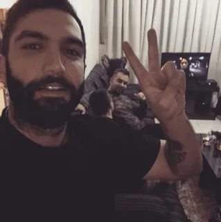 🙃 39384d85 man, peace sign, friends, selfie telegram sticker