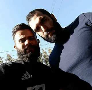 😠 82ce9636 men, beards, friendship, portrait, selfie, people telegram sticker