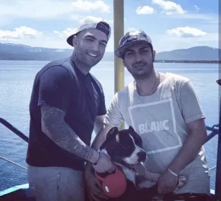 😁 b5c0aad2 BLANC men, dog, friendship, leisure, summer, outdoor, clothing telegram sticker