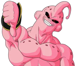 ☝️ 598fb5d0 Majin Buu Dragon Ball Z 魔人布欧, 龙珠Z, 动漫, 卡通, 反派, 拇指向下 whatsapp sticker