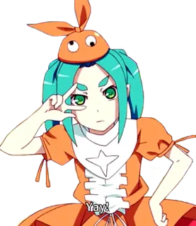 🤙 e327af26 Yay! 动漫, 角色, 橙色, 耶, 开心 whatsapp sticker