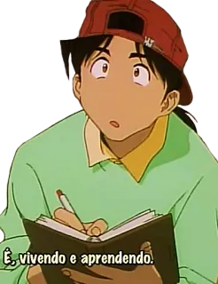 📝 e96506ee É, vivendo e aprendendo. 动漫, 卡通, 男孩, 写作, 日记 whatsapp sticker