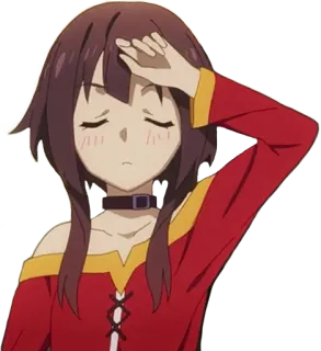 😵 efa38013 Megumin Konosuba 动漫, 女孩, 魔法师, 为美好的世界献上祝福, 可爱, 疲惫 whatsapp sticker