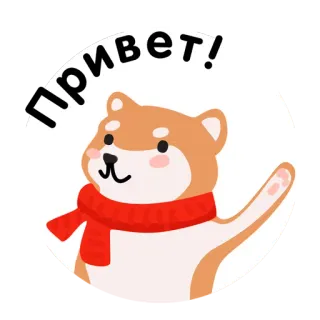 👋 100d49b7 Привет! 狗, 柴犬, 你好, 问候, 围巾, 可爱, 动物 telegram sticker