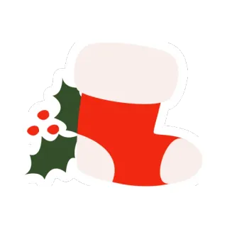 👢 8f97c9db 圣诞节, 长袜, 节日, 红色, 白色, 冬青 telegram sticker