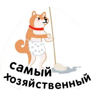 🛠 a117600a Самый хозяйственный 狗, 围裙, 拖把, 清洁, 家务, 柴犬 telegram sticker