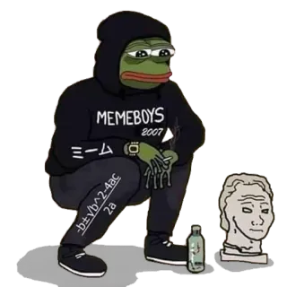 😞 0e6f0f8f Pepe the Frog MEMEBOYS Meme, Pepe, Rana, Squat, Slavo, Triste, Meme di internet telegram sticker