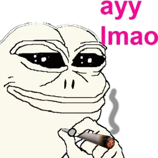 👽 d5271940 Pepe ayy lmao pepe, meme, lmao, ayy, fumatore, cartone animato, meme di internet telegram sticker