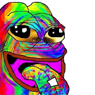 🐸 ec095f57 Pepe the Frog Meme, Meme di Internet, Rana, Psichedelico, Colorato, Surreale telegram sticker
