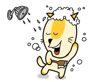 🚿 142a9bc6 cat, shower, bubble, washing, cartoon, animal telegram sticker