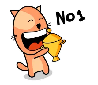 🏆 2322021b No 1 cat, winner, trophy, number one, victory, success, celebration telegram sticker