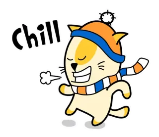 ❄ 65d0d7c8 Chill cat, winter, chill, hat, scarf, cartoon, cute telegram sticker