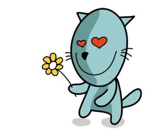 😍 77192186 cat, flower, love, cartoon, cute, animal, heart, sticker telegram sticker